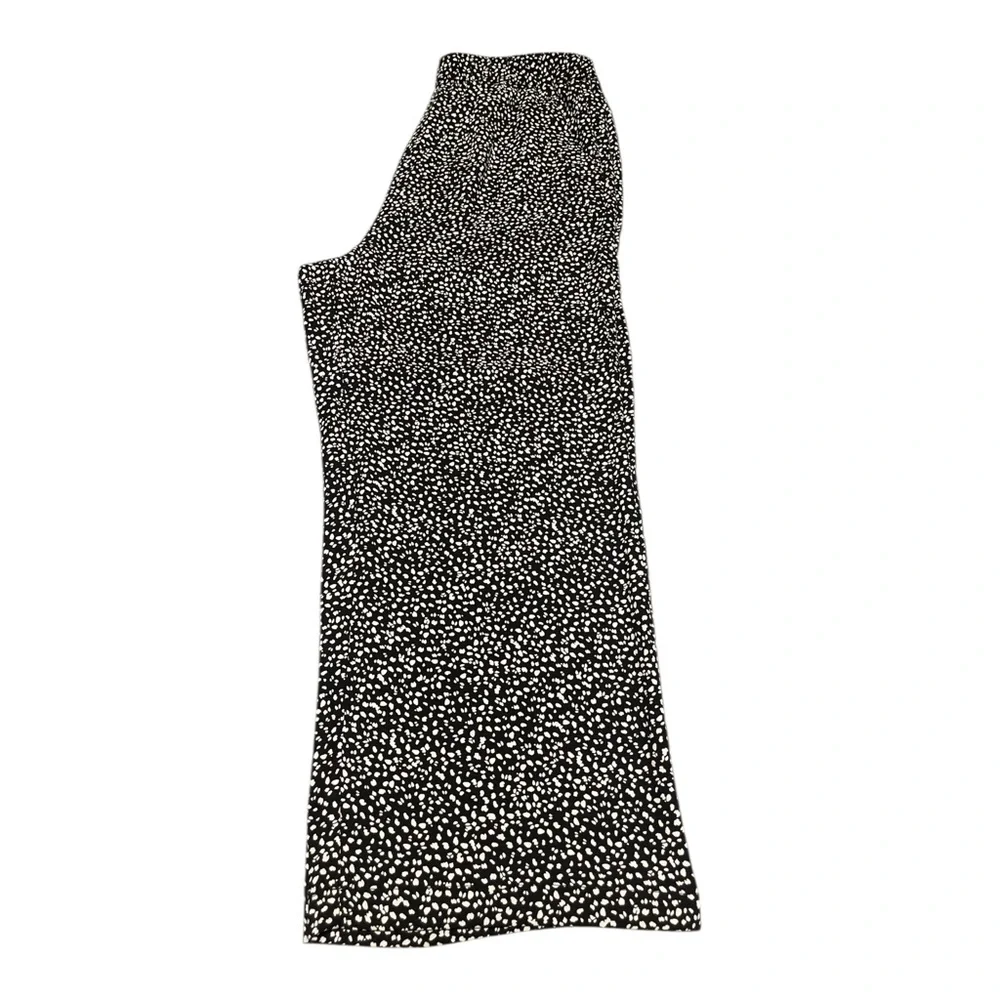 Loft Pull On Black And White Speckled Cropped Wide Leg Pant Size Large